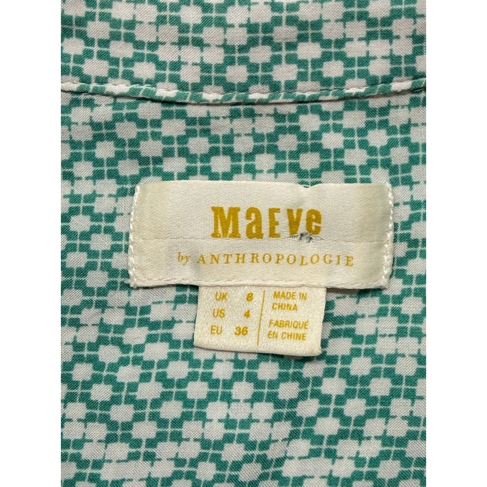 Maeve Anthropologie Mint Green Rochelle Button Down Blouse Top 4 S NWOT - Picture 3 of 9